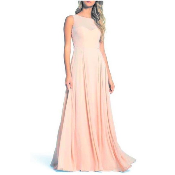 Jenny Yoo Collection Illusion Scoop Neck Gathered Pleated Sleeveless Formal Gown - Picture 1 of 12